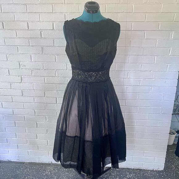 Vintage 60s sheer black chiffon party dress - Picture 1 of 9